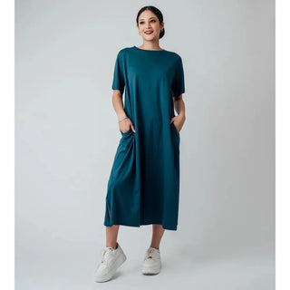100% pima cotton oversized t shirt dress with pockets