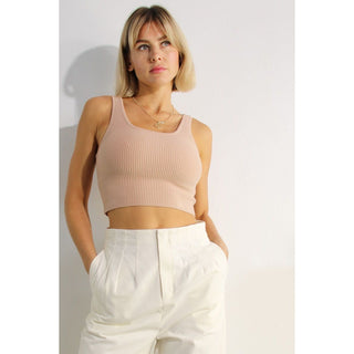 thick soft knit crop tank with square neck 