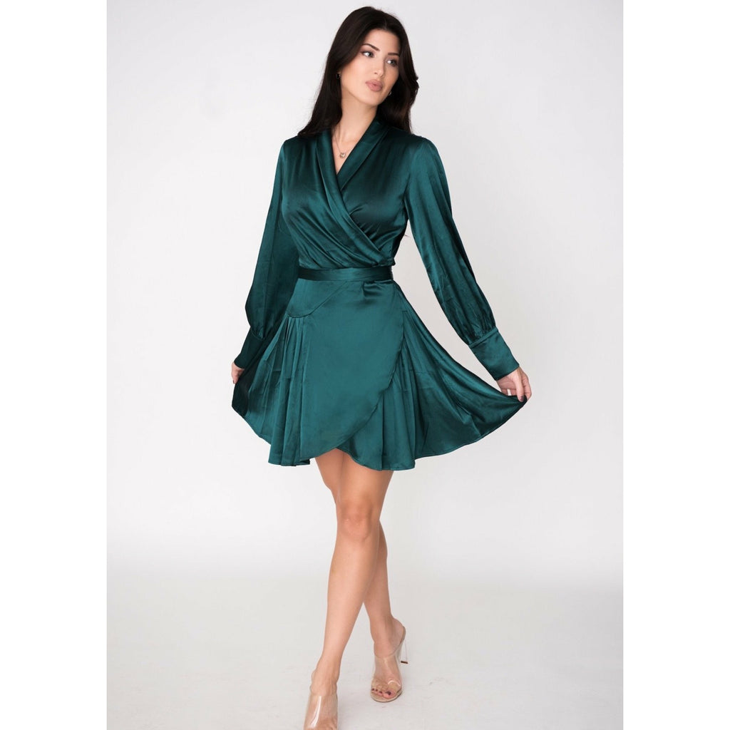 Silk Wrap Dress Xs / Emerald Green