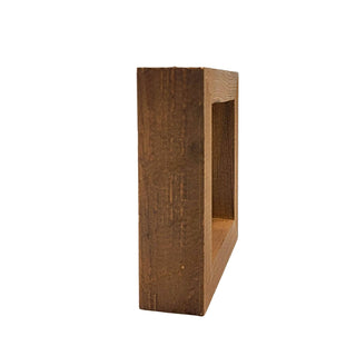 Wooden box with a rectangular opening on a white background