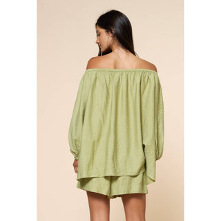 Sage Beaded Detail Top & Shorts Set