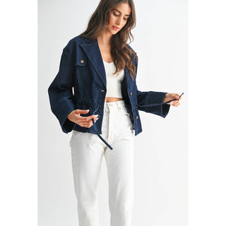 Peplum Denim Tie Jacket