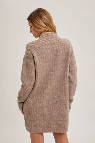 Mock Neck Knit Sweater Dress