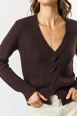 Twisted Front V Neck Sweater