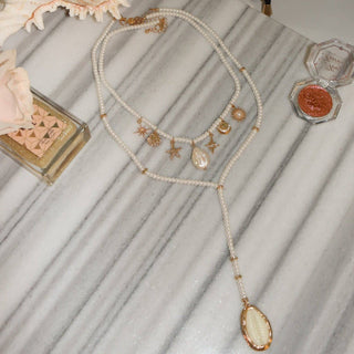 Eternal Afterglow Pearl Seashell Necklace Set