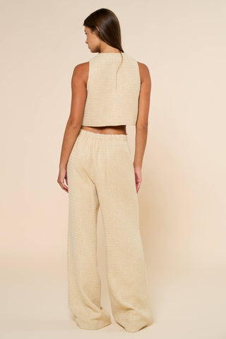 Sleeveless Tweed Cropped Top & Wide Leg Pants Set