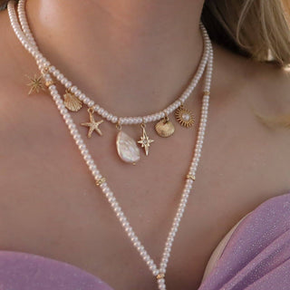 Eternal Afterglow Pearl Seashell Necklace Set