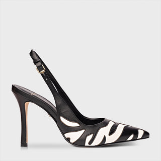 zebra animal print leather high heel with slingback 