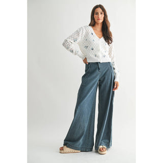 Wide Leg Denim Trousers