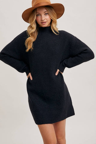 Mock Neck Knit Sweater Dress