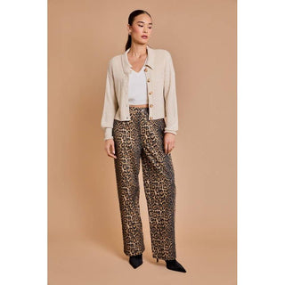 Animal Print Lightweight Denim Pants