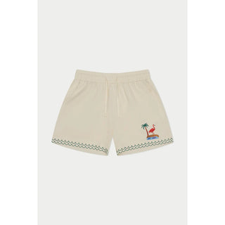 
linen flamingo shorts
