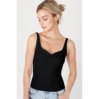 Seamless ribbed sweetheart neck tank top