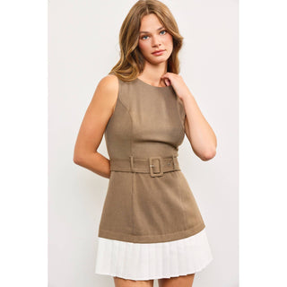 Belted Two Tone Dress