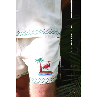 linen flamingo shorts
