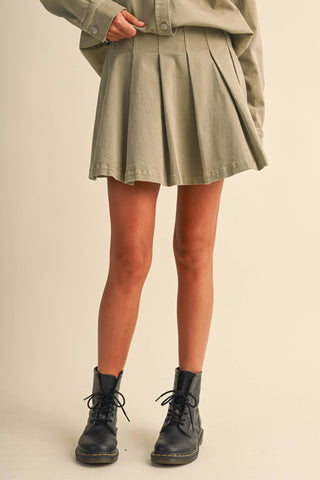cotton button down skirt set