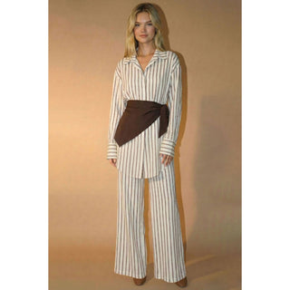 Striped Top Pants and Scarf Set