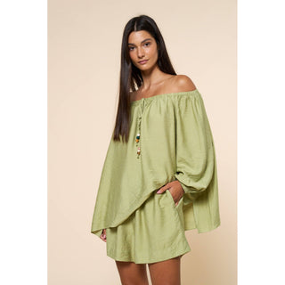 Sage Beaded Detail Top & Shorts Set