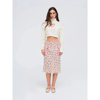 floral pink midi skirt with bows for love and lemons