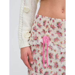 floral pink midi skirt with bows for love and lemons