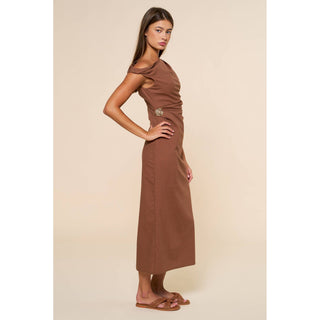 Asymmetrical Midi Dress W/ Golden Charm