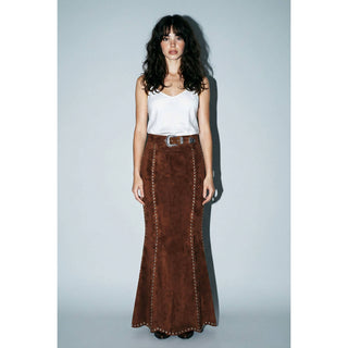 Suede Studded Maxi Skirt