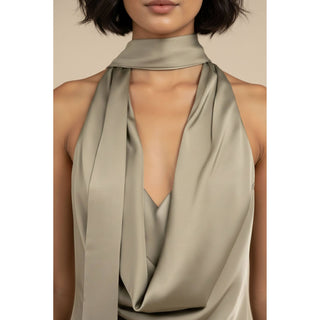 Satin Lace Trim Scarf Dress