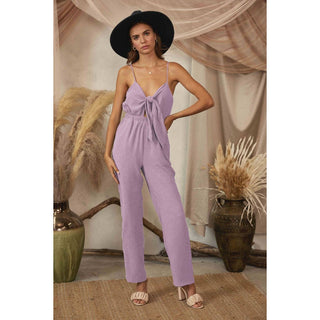 ribbon front cami jumpsuit lavender 