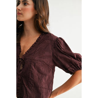 Embroidered Puff Sleeve Blouse