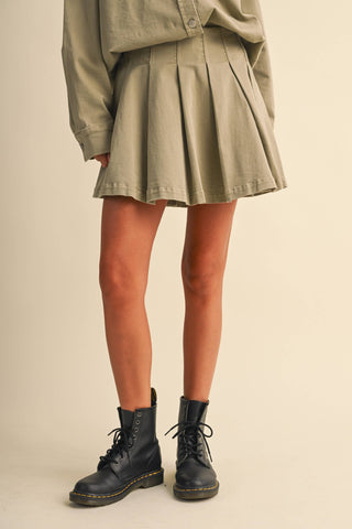 cotton button down skirt set