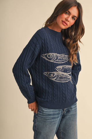 Embroidered Back V Sweater