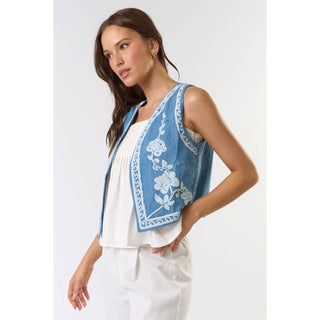 Denim Embroidered Vest