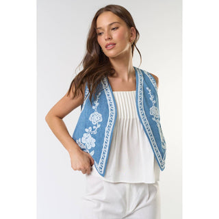 Denim Embroidered Vest