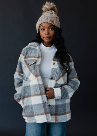 Gray, Brown & Cream Plaid Jacket