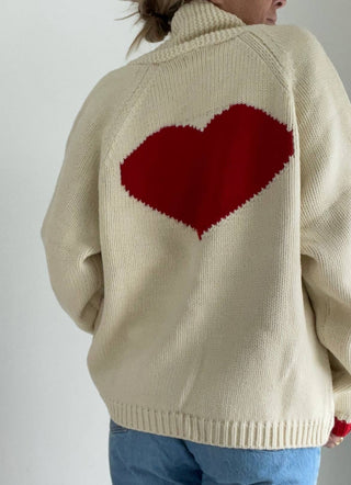 Varsity Chunky Heart Cardigan