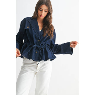 Peplum Denim Tie Jacket