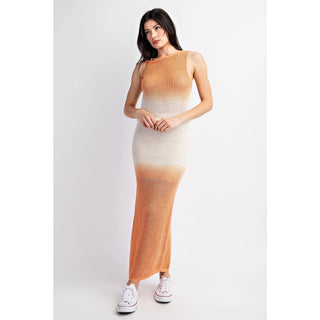 Ombre Dyed Open Knit Skirt Set