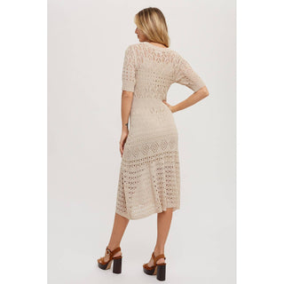 open knit crochet dress natural color