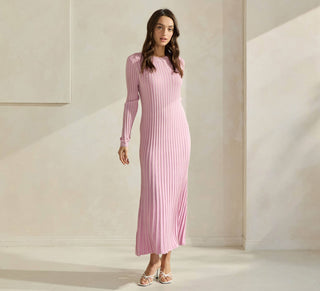 Ribbed Sweater Dress in Pink