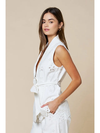 Floral Embroidered Sleeveless Scalloped Hem Top