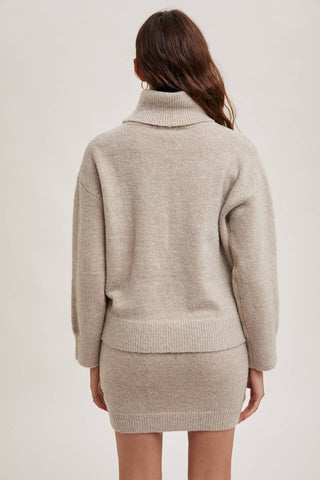 Turtleneck Knit Sweater and Skirt Set