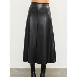 A Line Faux Leather Maxi Skirt