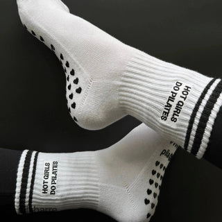 Hot Girls Do PILATES Socks - White/Black
