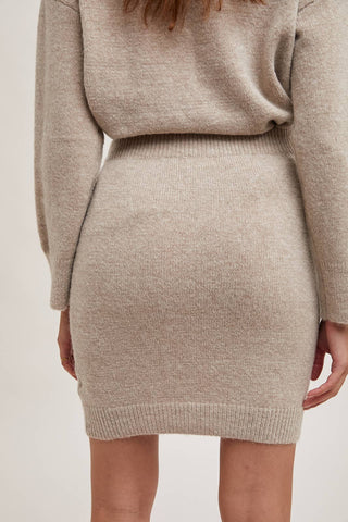 Turtleneck Knit Sweater and Skirt Set