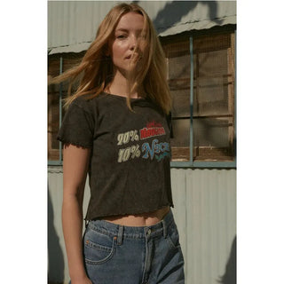 90% Naughty 10% Nice Vintage-Wash Graphic Tee