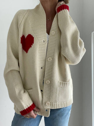 Varsity Chunky Heart Cardigan