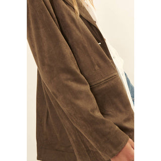 Faux Suede Button Front Jacket