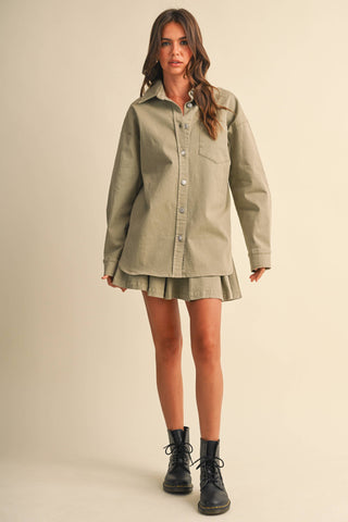cotton button down skirt set