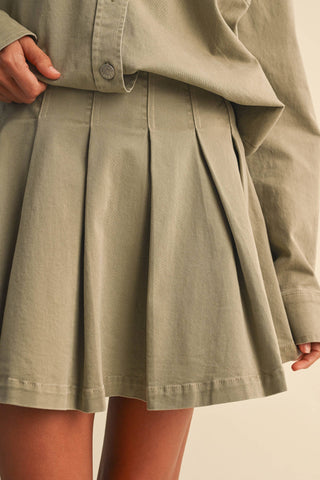 cotton button down skirt set