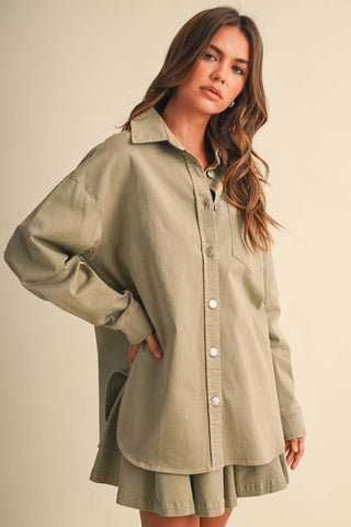 cotton button down skirt set